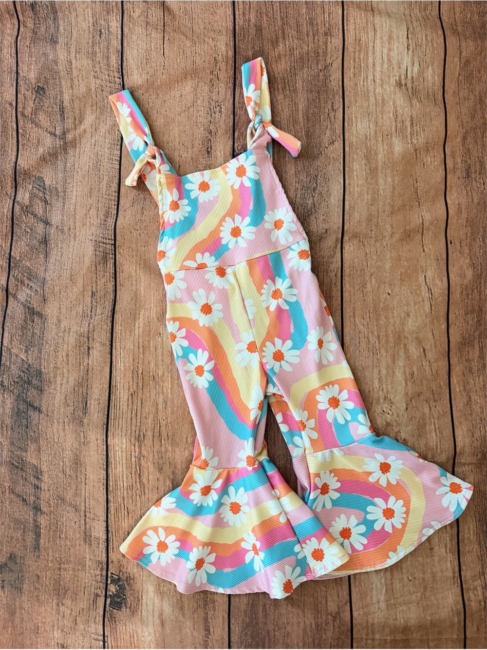 Size 6-12 Months Baby Girl Floral Bell Bottoms Romper Overalls